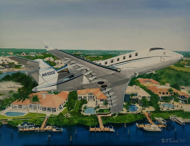 Challenger Jet overhead Admirals Cove -Florida